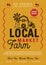 Local Farm Market flyer A4 format. Farm Fresh organic products poster graphic design with tractor, mill and barn. Stock