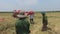 Local farmers harvesting on the rice field in Vietnam