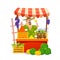 Local food market cartoon vector illustration. Fruits and vegetables shop. Vector illustration