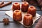 Local French dessert canele on a dark wooden background