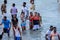 Local Ghana African People Swimming and having Fun in the warm Atlantic Ocean water