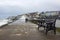 Local harbor being battered by a winter storm on the Irish Sea