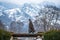 Local kashmiri people walking in Nishat Garden during winter season, Srinagar, Kashmir, India