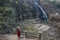 The local labors are making staircases at Tirathgarh waterfall is located near Kanger Valley National Park..