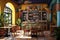 Local Latin American cafe with colorful decor