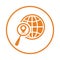 Local, location, earth, search icon. Orange vector sketch.