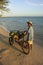 Local man selling coconuts at Boca Chica beach