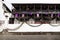 Local man waiting in front of Saint James the Apostel Church, with Semana Santa decoration, Santiago Atitlan, Guatemala