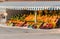 Local neighborhood fresh summer fruit market with colorful organic fruit on display in greece