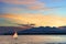 Local outrigger sailing boat in a tropical sea