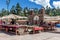 Local people selling souvenirs by San Pedro Church in Andahuaylillas, Peru