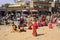 Local people shopping at market plaza in Jaisalmer, India