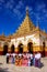 Local people in traditional costumes taking part in wedding ceremony at Mahamuni Pagoda, Mandalay, Myanmar