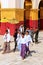 Local people in traditional costumes taking part in wedding ceremony at Mahamuni Pagoda, Mandalay, Myanmar