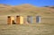 The Local Restroom at Song kul lake , Naryn with the Tian Shan mountains of Kyrgyzstan