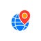 Local seo symbol. Globe and location marker icon vector, filled