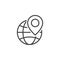 Local seo symbol. Globe and location marker line icon, outline v