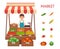 Local stall market. Selling vegetables. Flat vector illustration