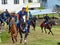 Local teams play with many horses traditional game Skirmish, Ecuador