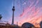 Local train with motion blur and the famous Television Tower