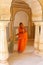 Local woman sweeping in Sattais Katcheri Hall, Amber Fort, Jaipur, India