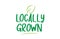 locally grown green word text with leaf icon logo design