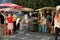 Locals buying at street Market in Prague,