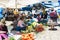 Locals in a market in the city of Pisac in the Sacred Valley