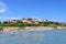 Locals and tourists enjoying a beautiful summer day along the sandy beaches of Lumbarda Beach on Korcula Island, Croatia