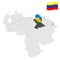 Location Anzoategui State  on map Venezuela. 3d location sign similar to the flag of  Anzoategui . Quality map  with  Regions of t