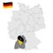 Location of  Baden-Wurttemberg on map Federal Republic of Germany. 3d Free Baden-Wurttemberg location sign similar to the flag of