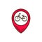 Location bicycle color line icon. City transport rental. Sharing service. Pictogram for web, mobile app, promo. UI UX design