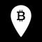 Location bitcoin solid icon. vector illustration isolated on black. glyph style design, designed for web. Eps 10.