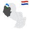 Location Boqueron Department on map Paraguay. 3d location sign similar to the flag of Boqueron. Quality map  with  provinces Repub