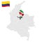 Location of Boyaca on map Colombia. 3d Boyaca location sign. Flag of Boyaca. Quality map with regions Republic of Colombia for you