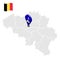Location of Brussels Capital Region on map Belgium. 3d location sign similar to the flag of Brussels Capital Region. Quality map
