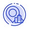 Location, Building, Hotel Blue Dotted Line Line Icon