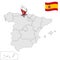 Location of Cantabria on map Spain. 3d Cantabria location sign similar to the flag of Cantabria. Quality map  with regions Kingdom