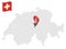Location Canton of  Nidwalden on map Switzerland. 3d location sign similar to the flag of  Nidwalden. Quality map  with cantons of