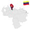Location Carabobo State  on map Venezuela. 3d location sign similar to the flag of  Carabobo. Quality map  with  Regions of the Ve