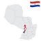 Location Central Department on map Paraguay. 3d location sign similar to the flag of Central. Quality map  with  provinces Republi