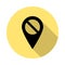 Location, check simple vector icon in long shadow style