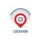 Location concept logo template design. Geo point logo icon. GPS map marker logo sign.