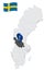 Location Dalarna County on map Sweden. 3d location sign similar to the flag of  Dalarna County. Quality map  with regions of  Swed