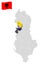 Location Durres County  on map Albania. 3d location sign similar to the flag of  Durres County. Quality map  with  Regions of the