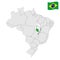 Location of Federal District on map Brazil. 3d Federal District location sign. Flag of Ceara. Quality map with regions of Brazil.