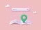 Location folded paper map, search bar and pin isolated. GPS and Navigation Symbol. Element for Map, Social Media, Mobile Apps. 3D