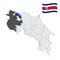 Location of  Guanacaste Province  on map Costa Rica. 3d location sign similar to the flag of Guanacaste. Quality map  with  provin
