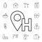 Location, hotel flat vector icon in hotel service pack
