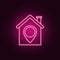 location of the house or the pointer neon icon. Elements of Real Estate set. Simple icon for websites, web design, mobile app,